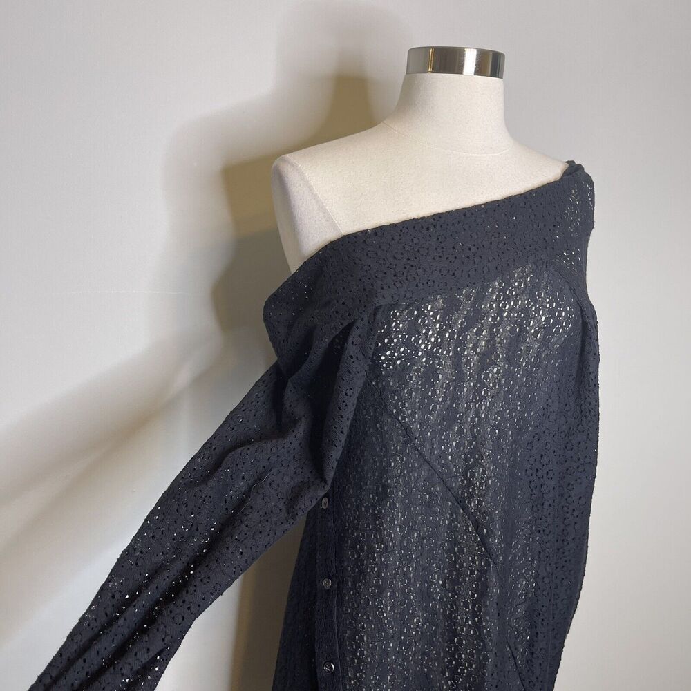 NEW Rachel Comey Size 2 Black Pout Dress Eyelet Asymmetrical Off The Shoulder - Picture 2 of 12
